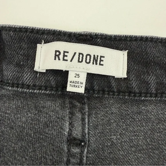 Re/Done Originals High Rise Ankle Crop Jeans: Faded Black Wash